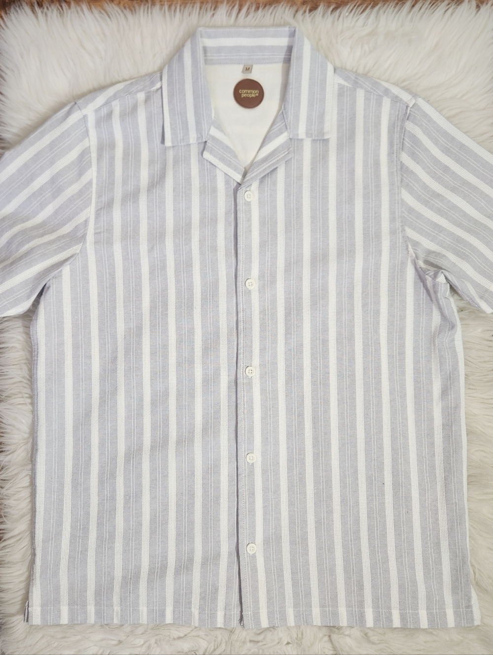 Common People Gray Stripe Cotton Button Down Shirt L